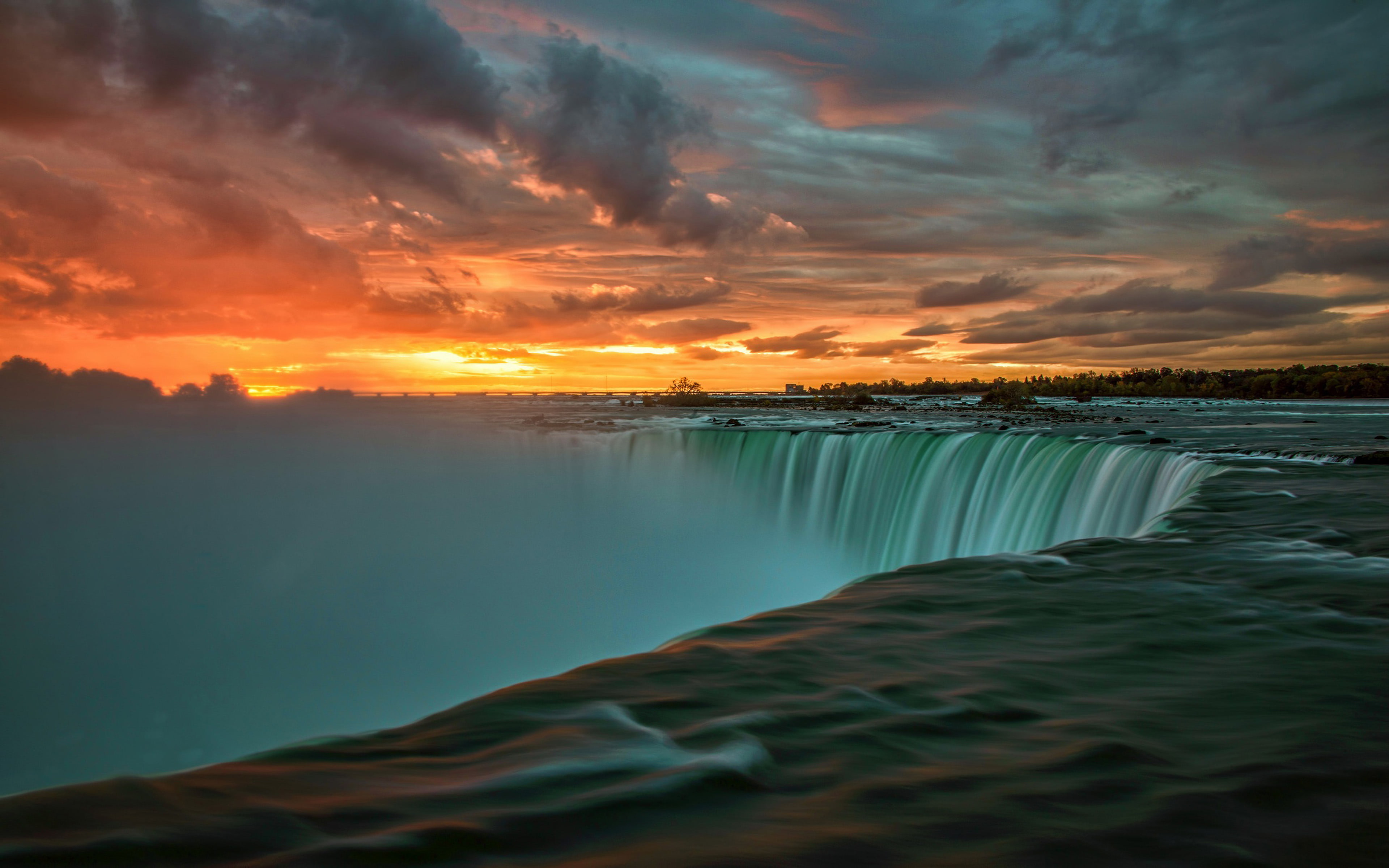 niagara falls in canada sunset landscape nature 4k ultra hd desktop wallpapers for computers laptop tablet and mobile phones 3840×2400 wallpaper