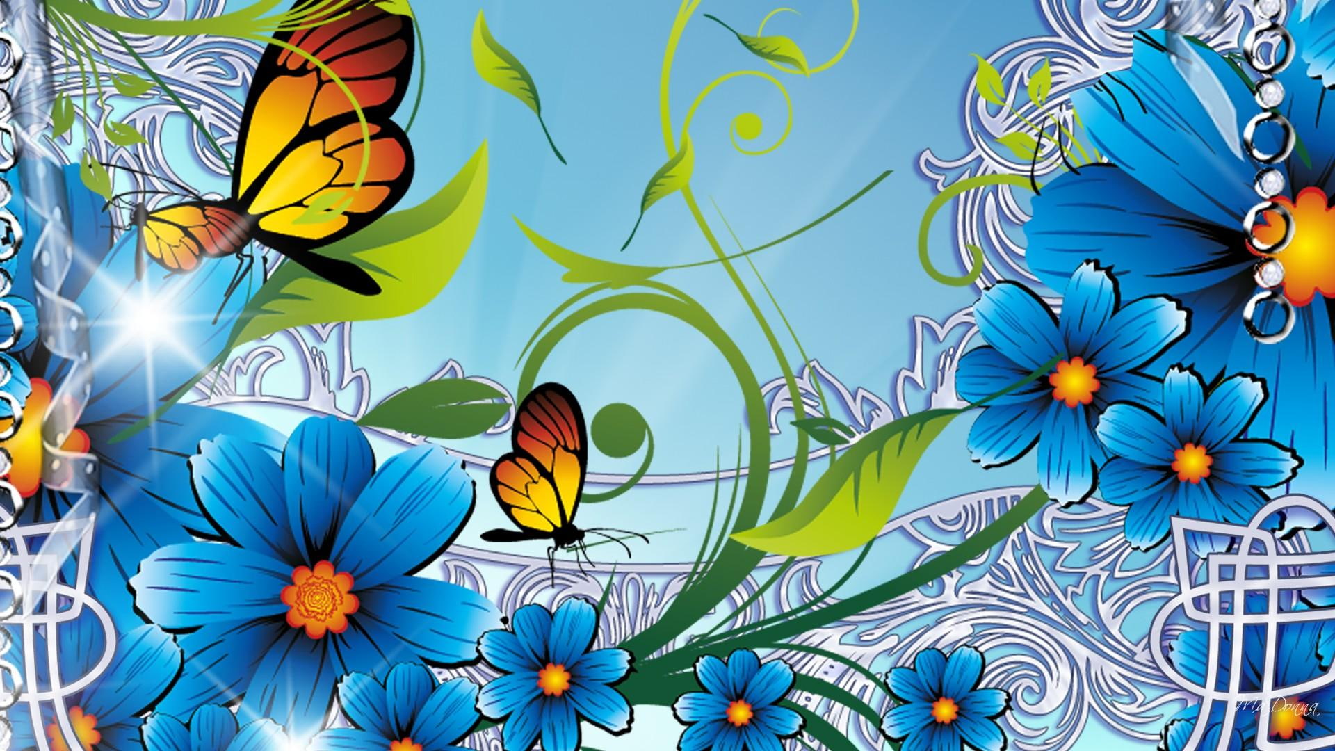 summers blue flowers wallpaper
