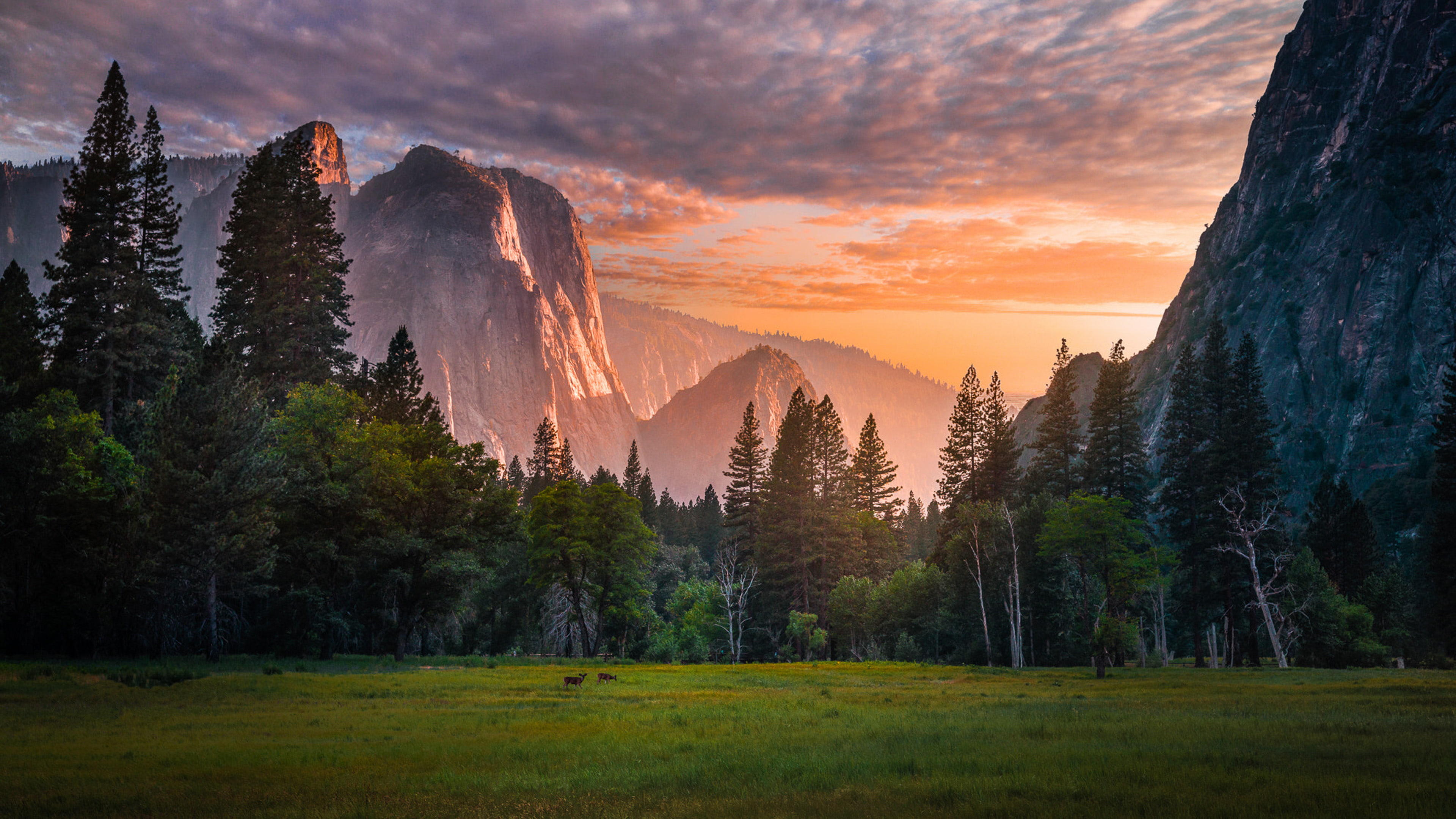 sunset red light yosemite national park in california s sierra nevada u s ultra hd wallpapers for desktop mobile phones and laptop 3840×2160 wallpaper