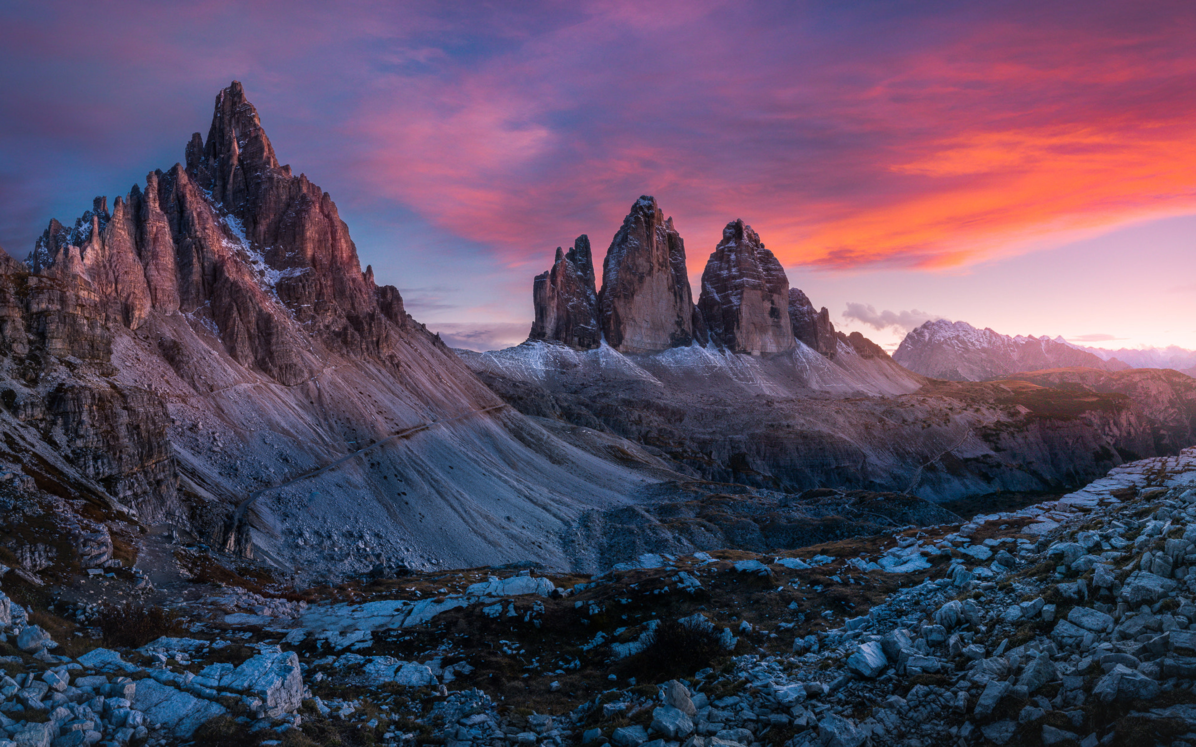 dolomites italу tre cime di lavaredo sunset landscape photography desktop hd wallpaper for pc tablet and mobile 3840×2400 wallpaper 1000e5c93f467e93a8dfd7f6cb467438