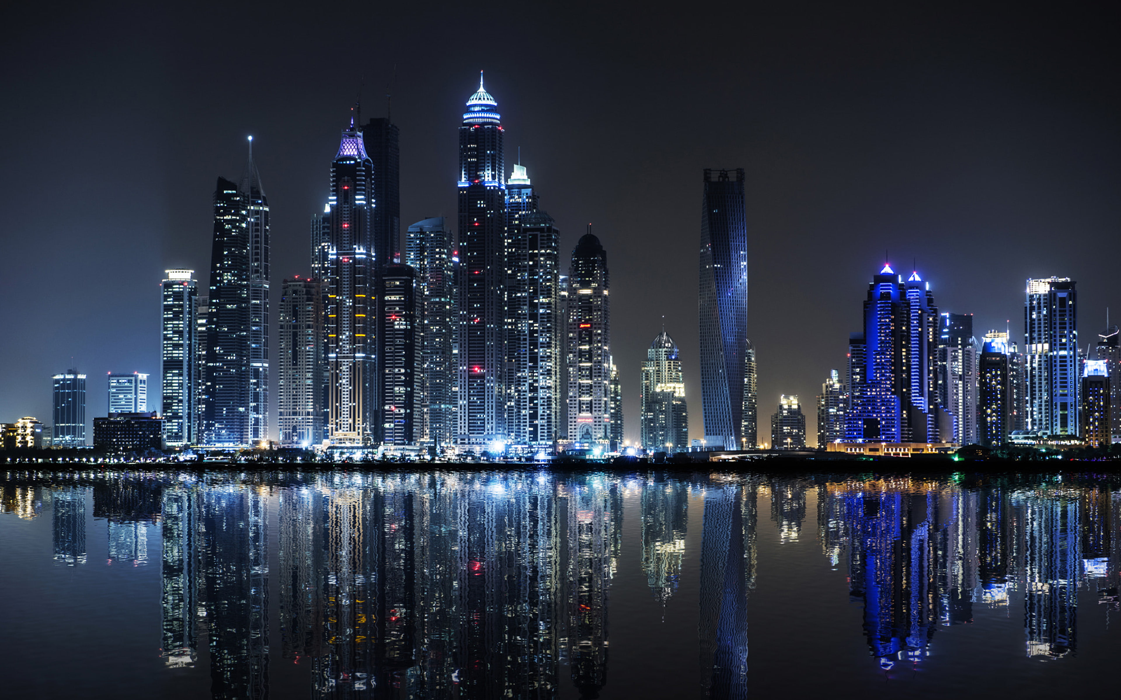 dubai night photo taken from the palm island jumeirah united arab emirates hd desktop wallpaper for your computer 3840×2400 wallpaper d060b539af369e63c8ff87360b36a408