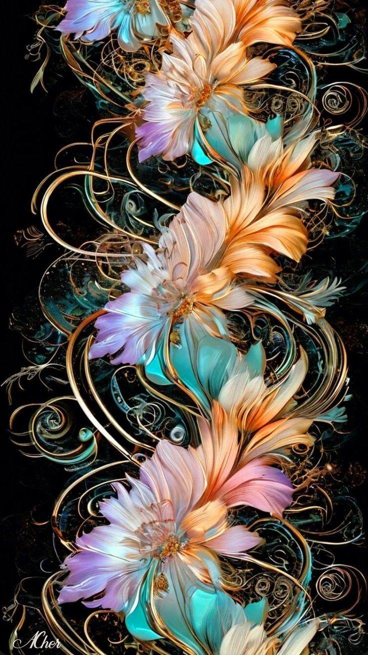 Floral Art with Graphical Background (1)
