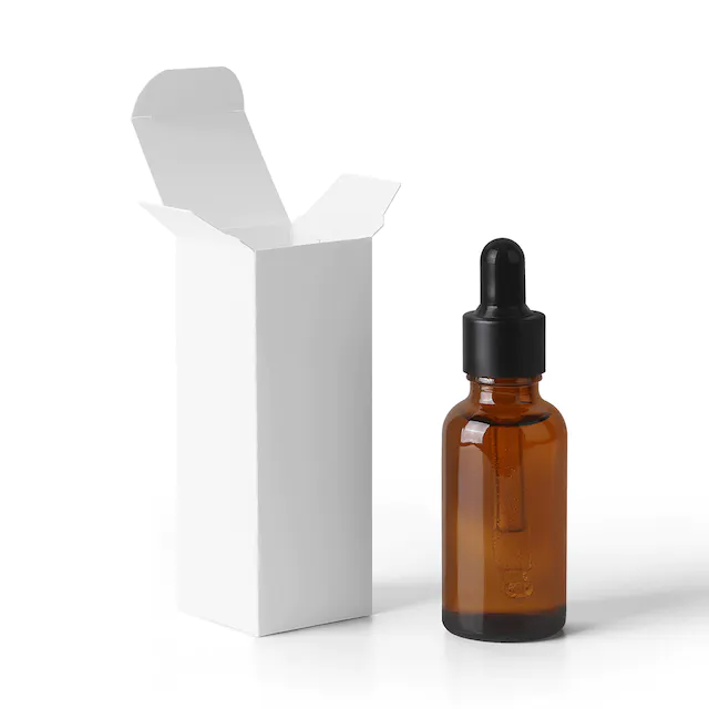 Front Viewt Dropper Bottle and Product Box Mockup