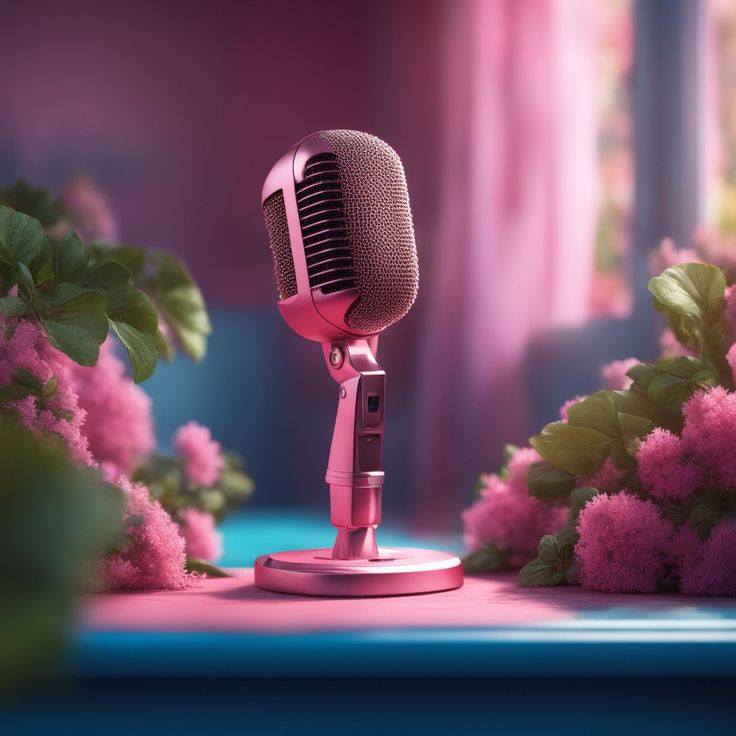 Pink microphone glowing