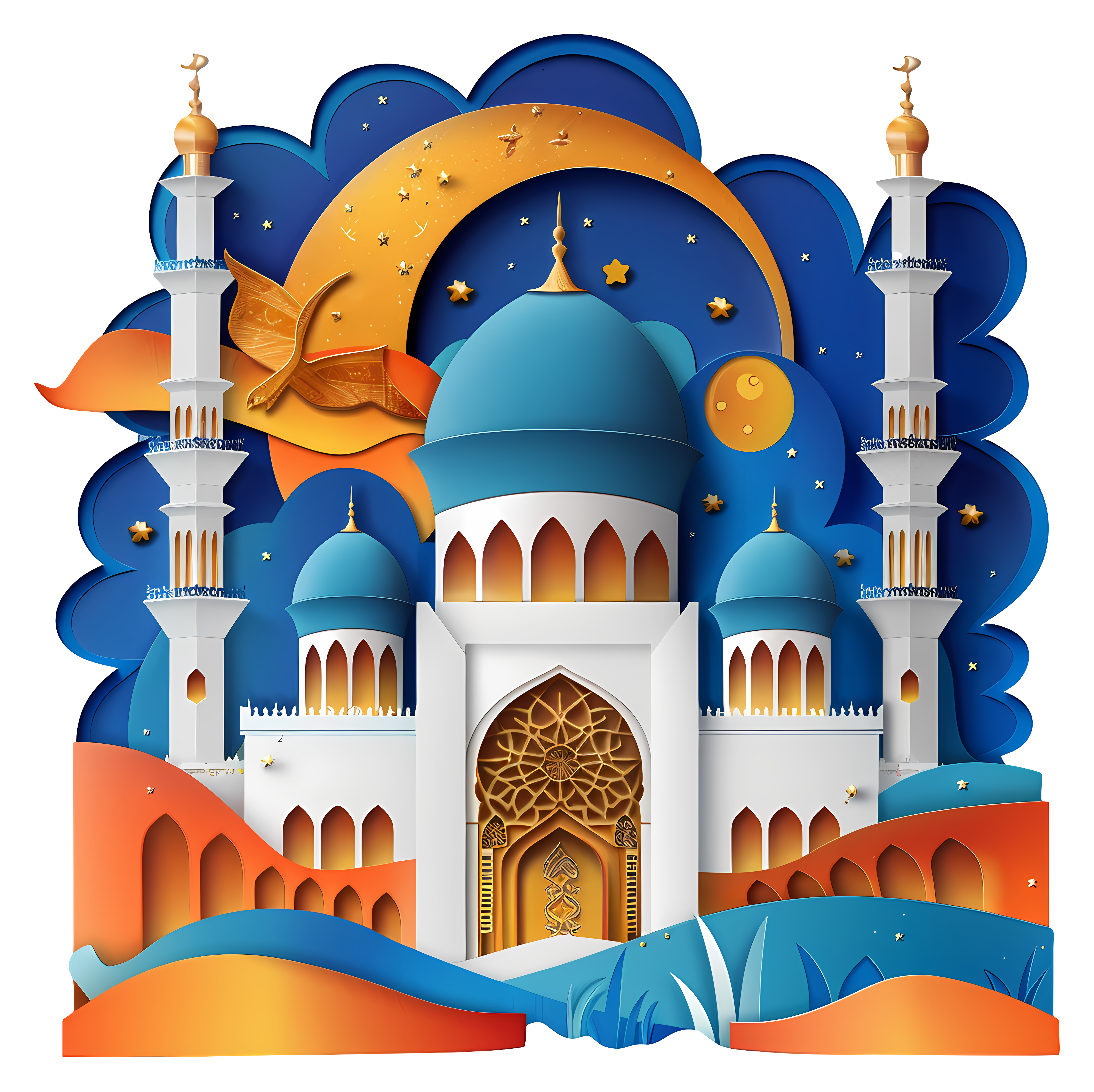 Adobe Illustrator Vector Mosque 3D Design 