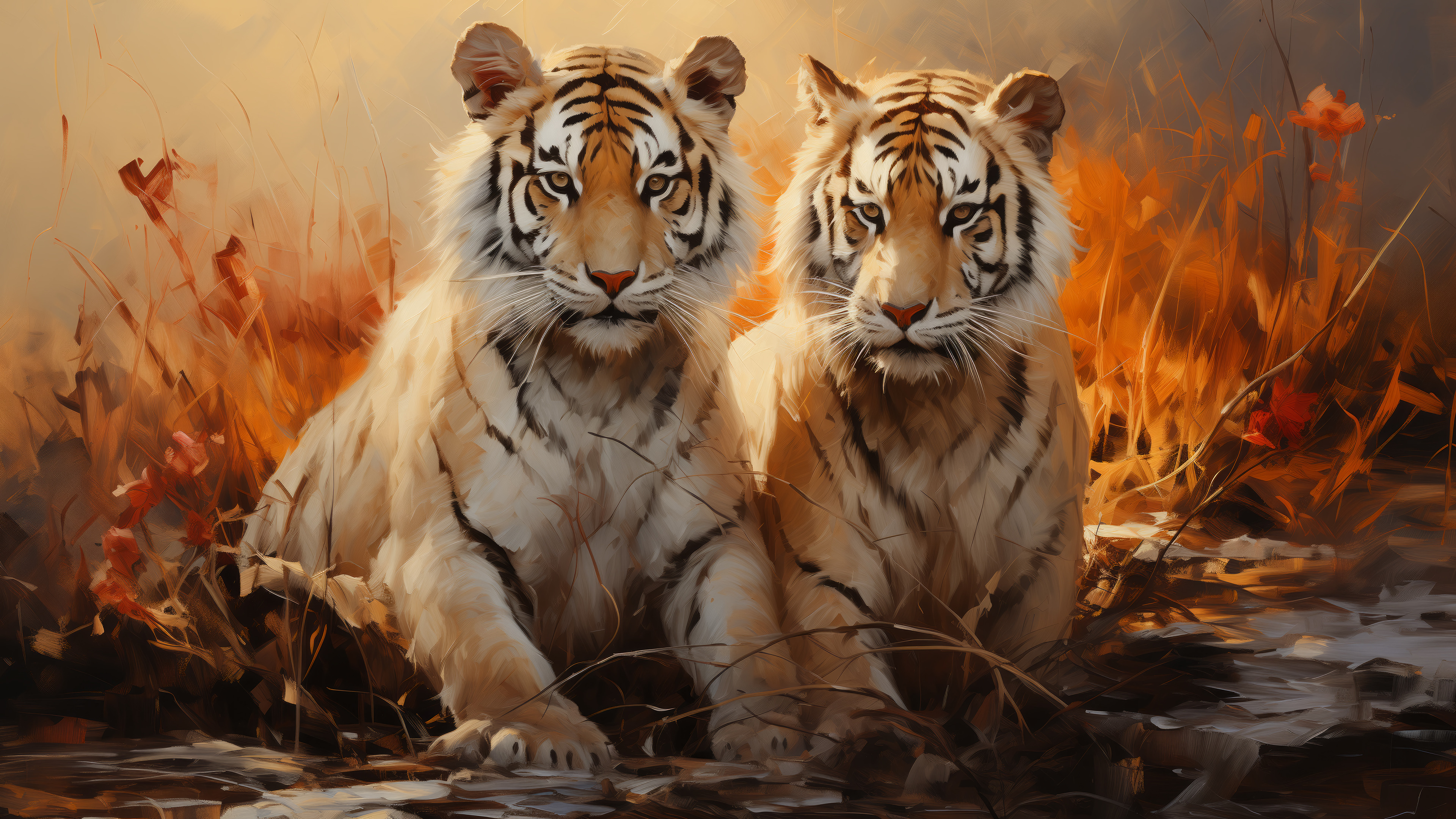 Animation of Tiger Kids Wallpaper 4K Image