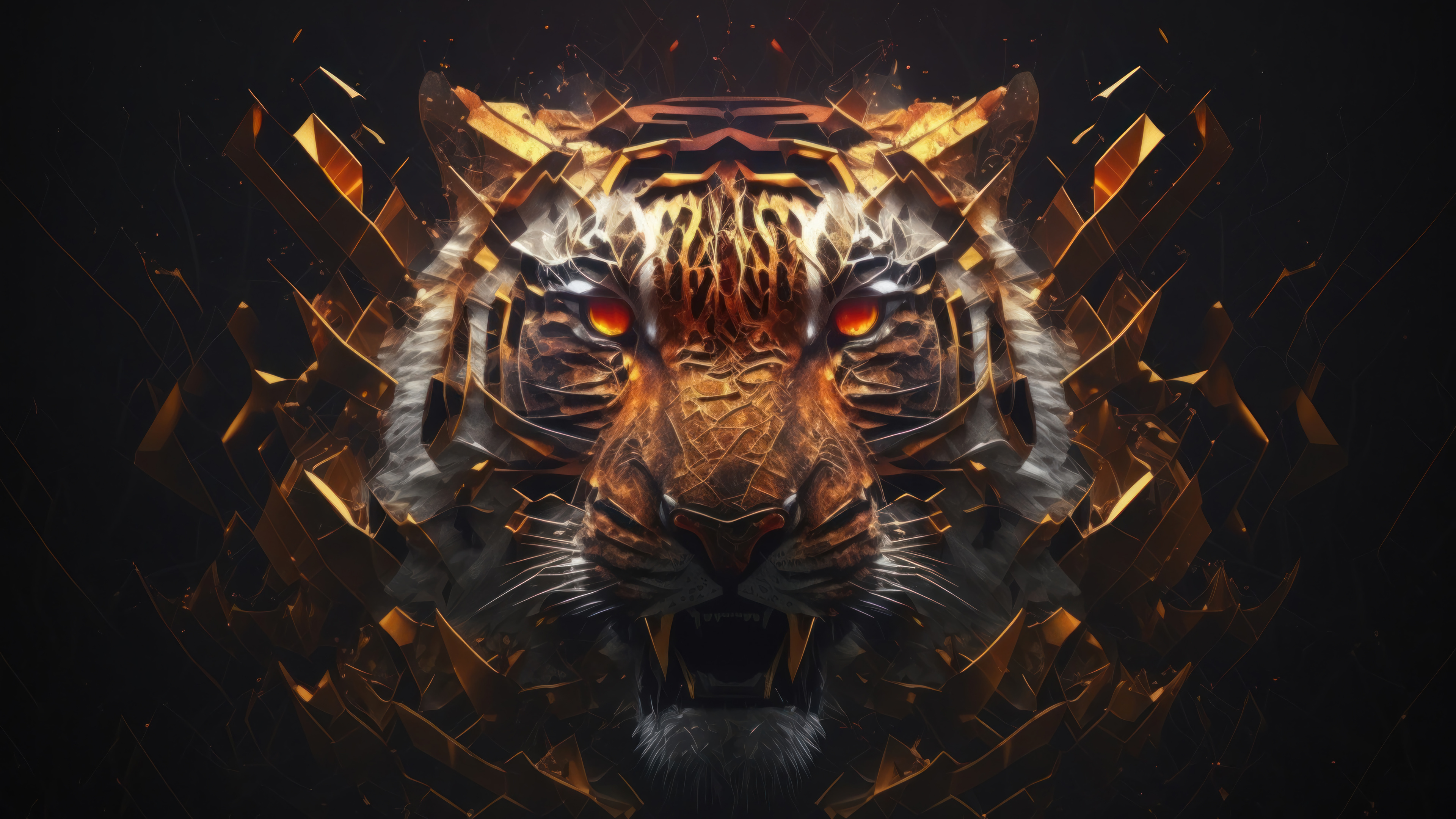 Tiger roar digital art animal 4k wallpaper