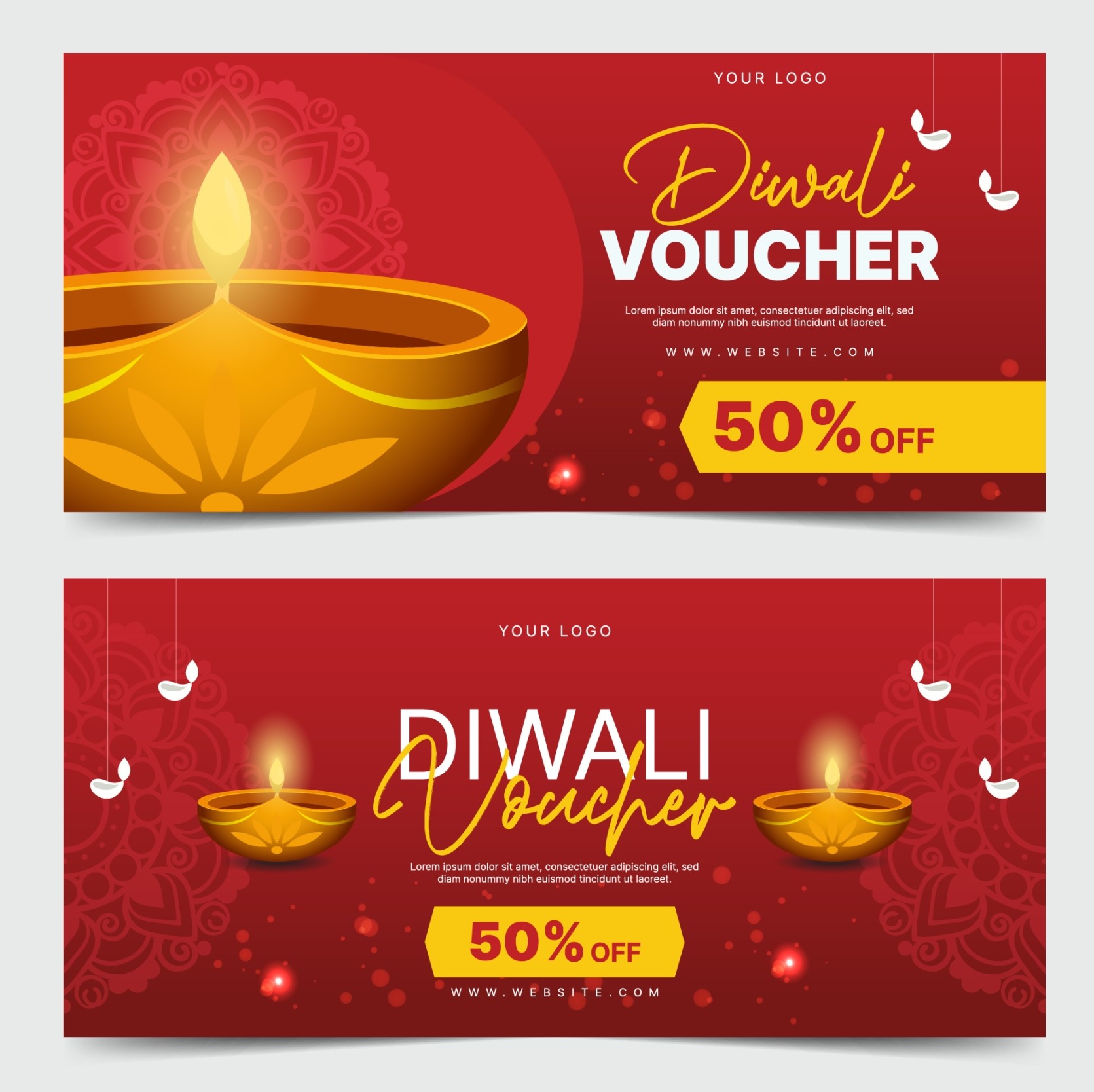 Diwal Voucher Template Modern Elegant Design