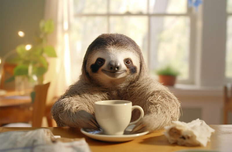 gratisography sloth breakfast free stock photo 800x525