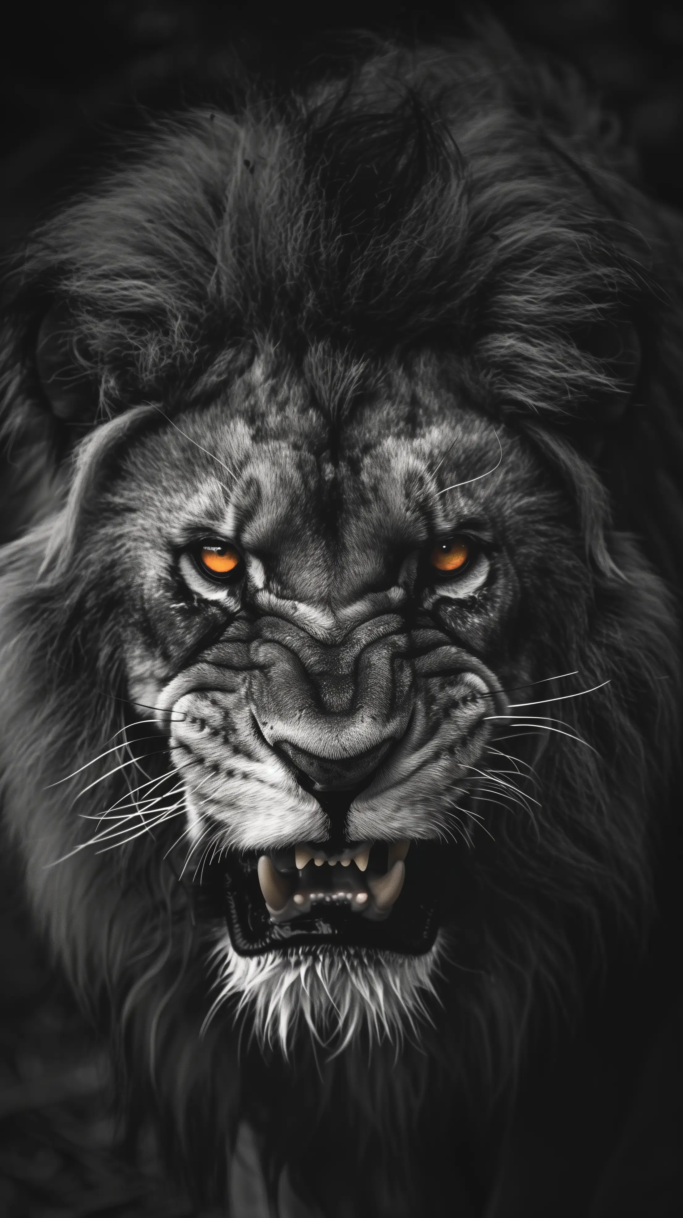 angry lion with yellow eyes free image