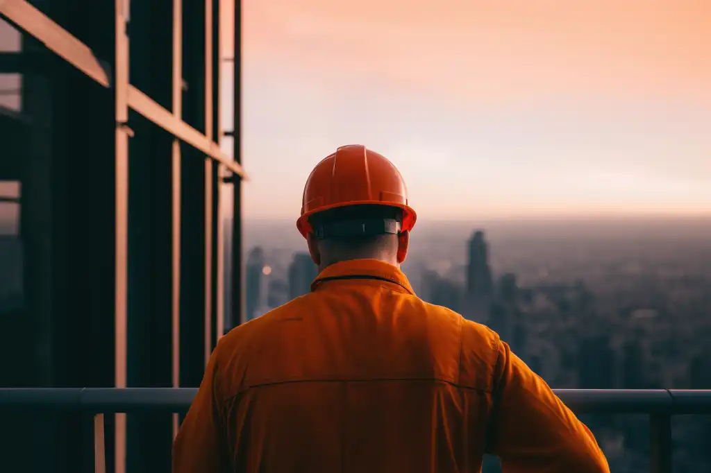 technology worker on skyscraper construction free image