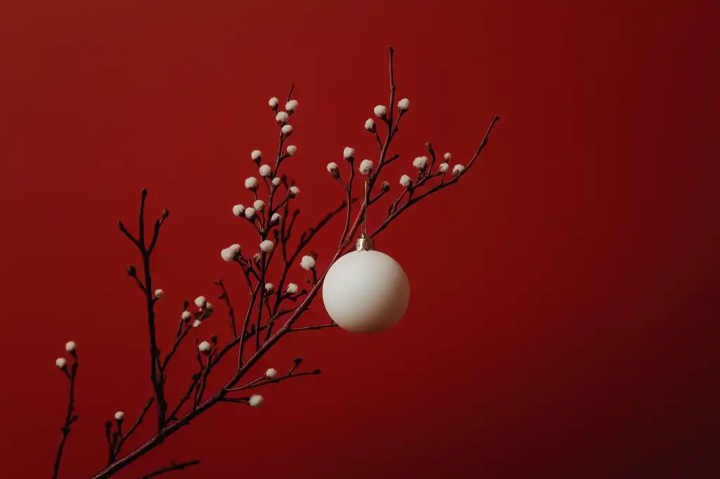 white christmas ball decoration on a branch free image