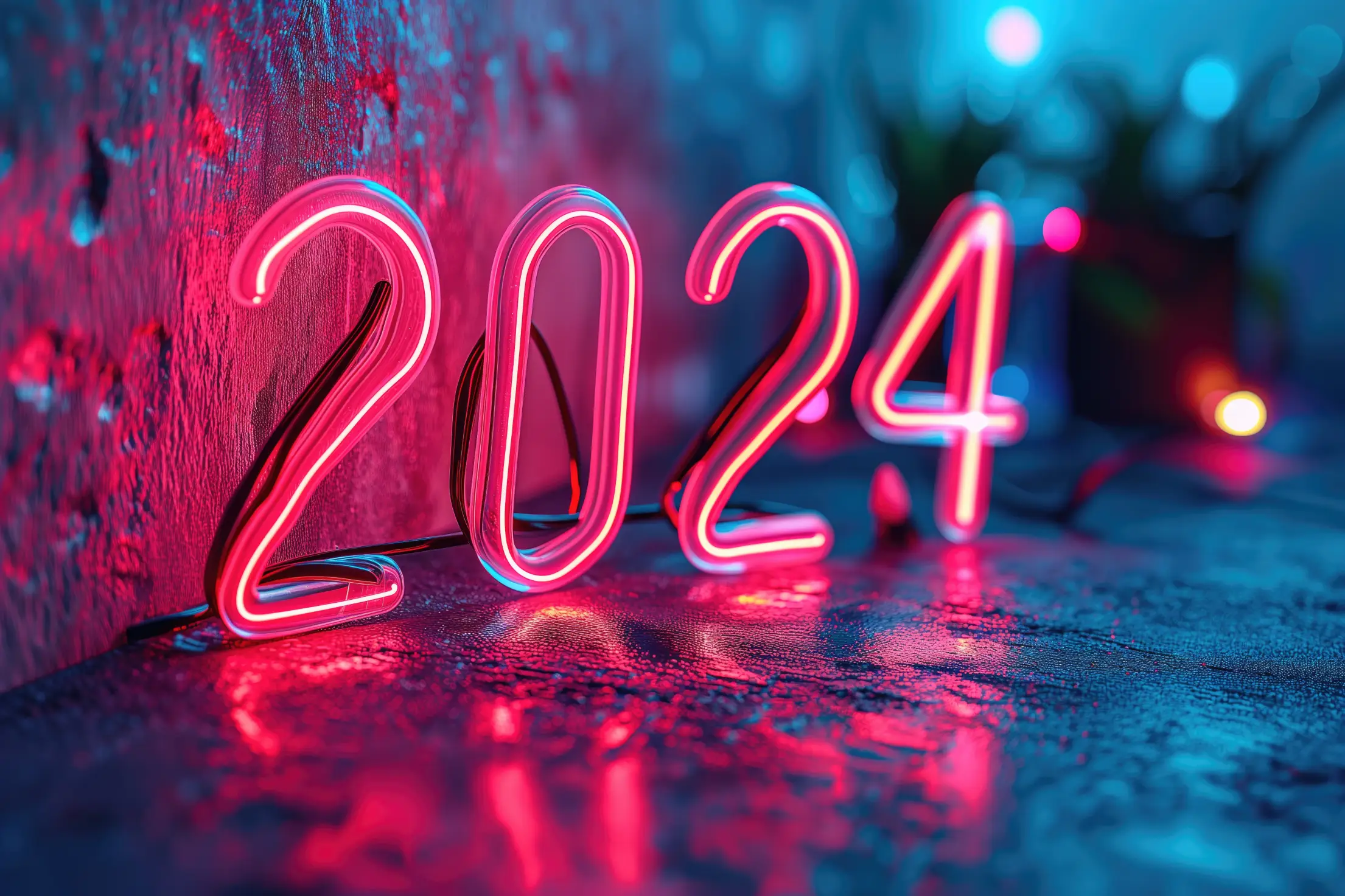 2024 neon numbers free photo