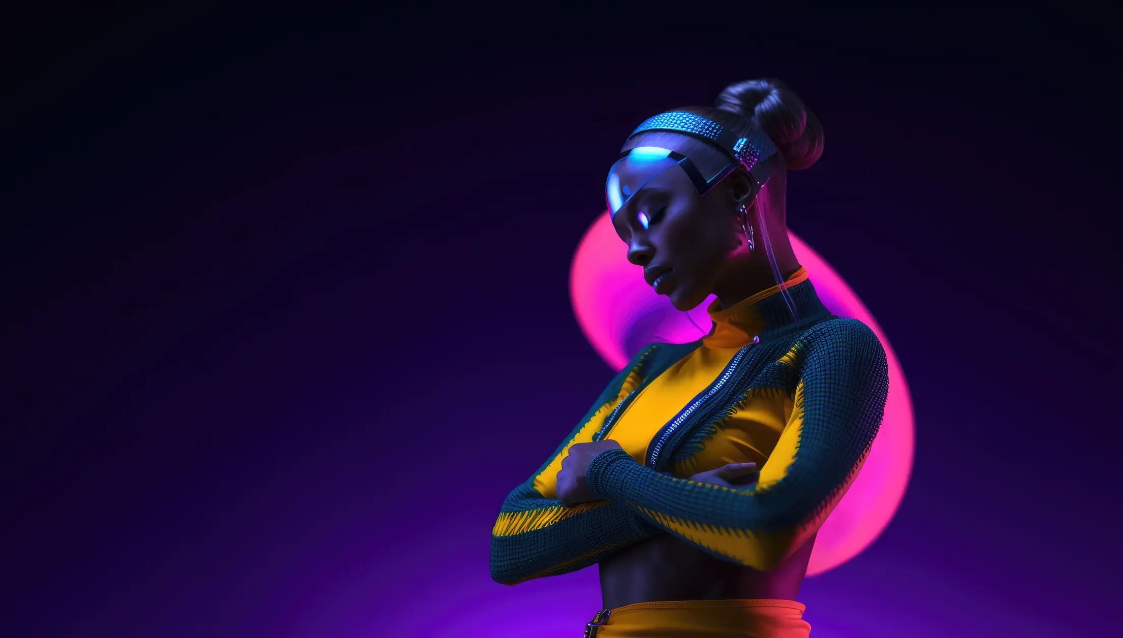 futuristic woman in space fashion outfit free image