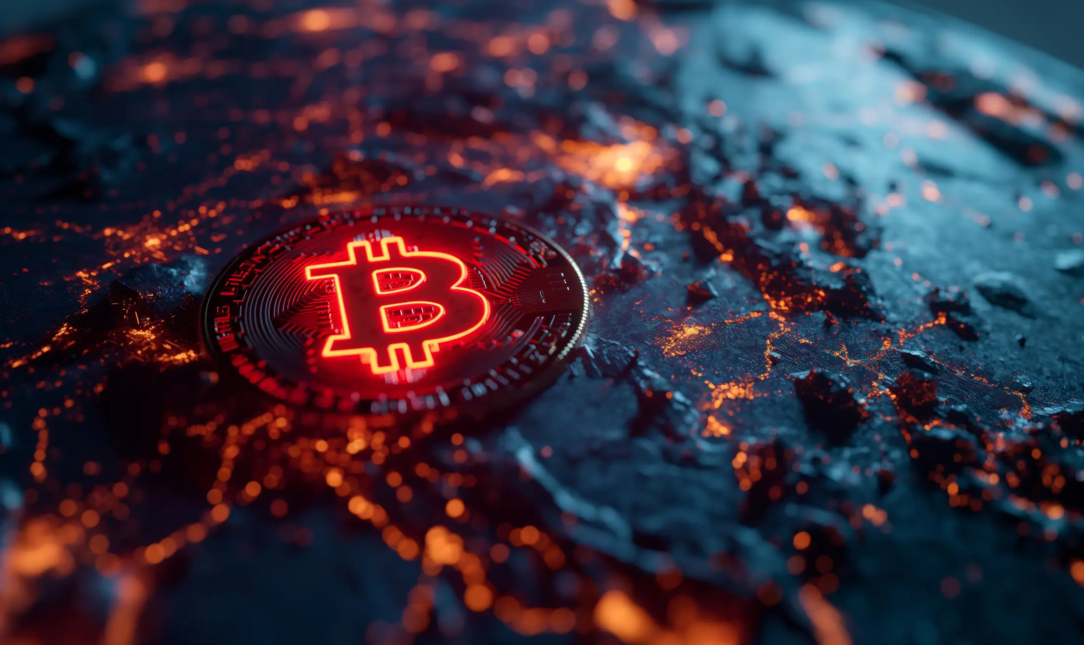 glowing bitcoin logo ready to explode free photo