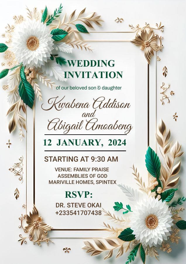 Wedding Invitation Letter white